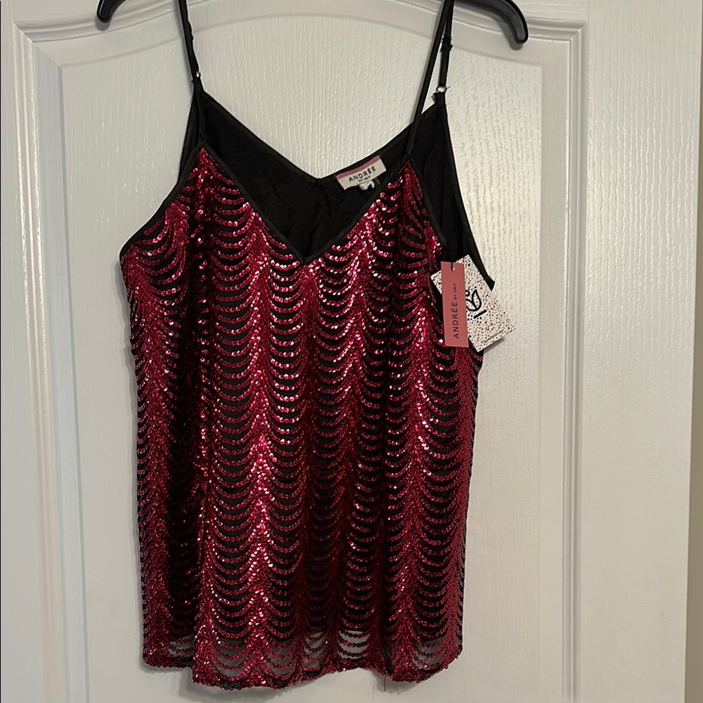 ANDREE BY UNIT Pink and Black Camisole Top